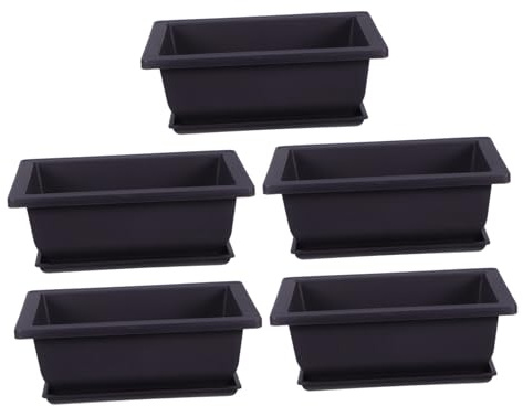 GANAZONO 5 Piezas Planta en Maceta Bote de Flores Rectangular Maceta de plástico Pots de Bonsai Rectangular Retro el plastico Café