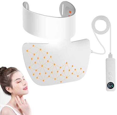 Masque Visage et Cou de Luminothérapie LED, Masque à Lumière Rouge Infrarouge Appareil de Soin de la Peau du Visage 4 Couleurs Rouge et Bleu Flexible en Silicone avec Télécommande