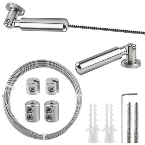 5 m Wall Mount Set, Curtain Rope System, Stainless Steel Curtain Rope Tension System, Tear-Resistant and Rustproof Rope Tension Set for Curtains, Curtains, Photo Wire
