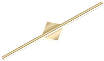 Kisangel Lámpara de Pared LED para Espejo con Luz Diseño Moderno Dorado Iluminación para Baño y Tocador Fácil Instalación Resistente la Humedad para Ambientes Interiores