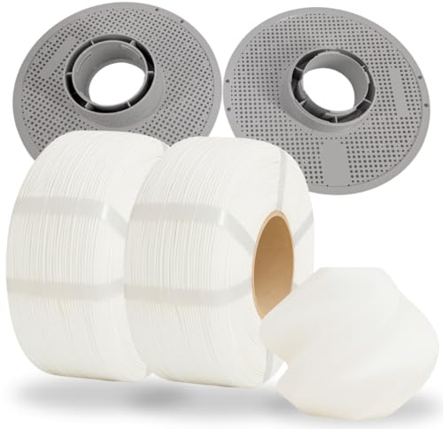 ULROAD Lot de 2 rouleaux de filament PETG HF blanc de 1 kg avec puce RFID pour Bambu Lab + 1 bobine vide pour Bambulab AMS P1S P1P X1C Accessoires Rouleau PET-G High-Flow Bobine d'impression Filament
