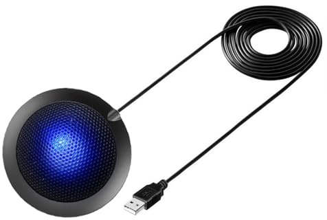 Micrófono de computadora portátil USB para conferencia, base antideslizante, condensador omnidireccional, micrófono de PC para reuniones en línea, grado omnidireccional, condensador de recogida