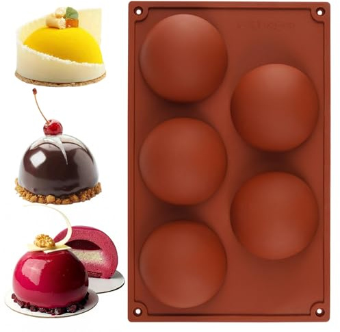 1 Piezas Molde Silicona Semiesfera, Silicona con Forma de Bola para Hornear | Ø 7.2cm Media Esfera Molde de Pastel Esfera, Moldes de Chocolate de Media Esferas para Mousse en Forma de Cúpula, Pudines