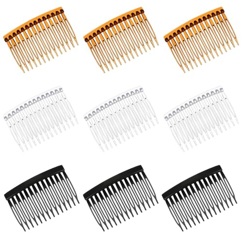Haarkamm zum Stecken, 9 Stück Haarkämme für Damen, Französische 4 Zähne Vintage Plastik Seitenkämme, French Comb, Haarkamm Clips für Frauen Mädchen Braut Hochzeit Schleier Feines Haar