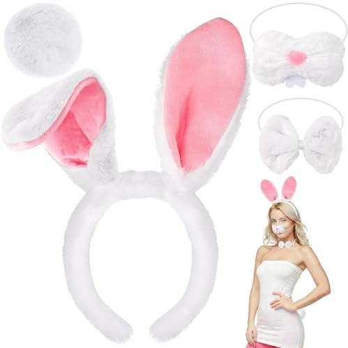 CHONGQILAO Diadema con orejas de conejo, accesorio para disfraz de conejo, diadema para adultos, orejas de conejo, diadema para Pascua, cosplay, fiesta