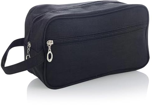 Toiletry Bag for Men, Waterproof Wash Bag, Portable Travel Wash Bag, Large Shower & Shaving Organizer with Handle - Gym Shower Travel Essentials (Black)