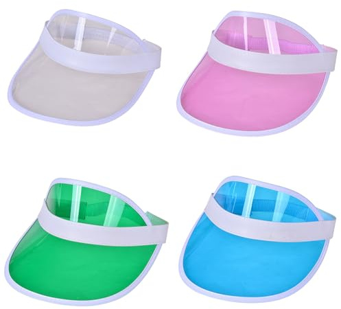 Unisex Retro 80s Neon Sun Visor Hat, 80s Vintage Headband Cap Neon Summer Sun Hat for Women Men for Golf Tennis Stag Poker Party