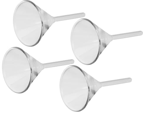 Mobestech Embudos de Vidrio Transparentes de Boca Ancha 40 Mm, 4 Piezas, Embudo de Aceite para Lámparas de Queroseno, Uso Multipropósito en Laboratorio y Hogar, Herramienta de Llenado