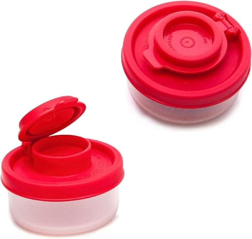 2Pcs Red Small Salt and Pepper Shakers for On The Go - Mini Shaker Set for Salt and Pepper with Lid to Take with You - for Travel, Camping and to-Go 40G, Salt Shakers Kitchen Utensils
