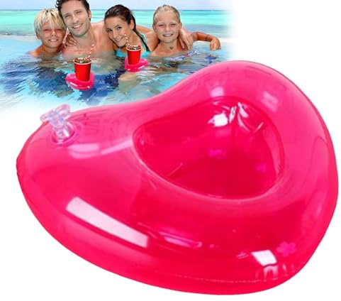 Inflatable Drink Holder - Heart Design PVC Coaster | Blow Up Drink Holder,for Backyard, Hot Tub, Spa, Lake, River, Resort-Style Lounging, Summer, Vacation, Water Activities