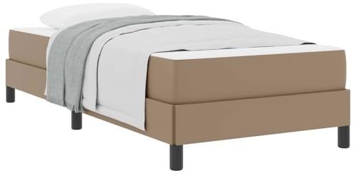 Mhdvray Cadre de Lit avec Matelas 100 x 200 cm en Tissu Cappuccino, Ensemble de Couchage Complet avec Sommier à Lattes et Matelas à Ressorts Ensachés pour Chambre d'amis ou Studio Moderne