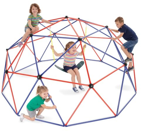 tectake® Domo Geodesico 305 x 305 x 158 cm, Escalada Niños, Columpio Infantil, Columpio Jardin Exterior, Parque Infantil Exterior, Estructura de Acero Resistente, Uso Interior o Aire Libre