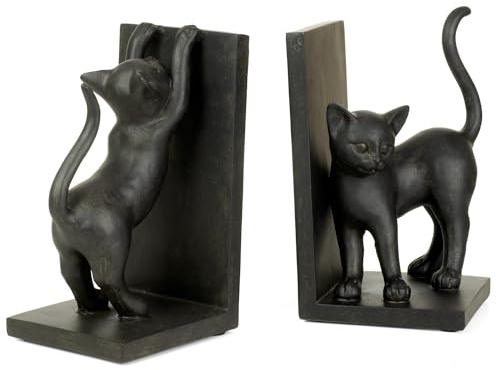 Moritz 2er Set Buchstützen Katze Katzenpaar Kater Höhe ca.22 cm Antik