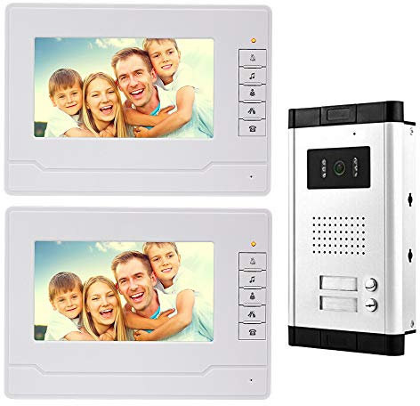 NN99 Video de puerta timbre Kit de sistema de intercomunicación Cámara de visión nocturna por infrarrojos 2 monitores para el hogar/apartamentos