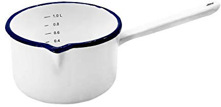 KRÜGER Husum Pentola con Manico, Smaltato, Bianco