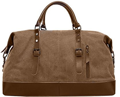 FANDARE Sporttasche Reisetasche Handgepäck Weekender für Damen Herren Multifunktion Umhängetasche Canvas Sporttasche Duffel Bag für Übernachtung Strandhandtasche Reisen Outdoor Camping Braun