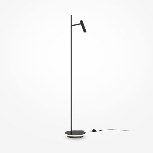 MAYTONI DECORATIVE LIGHTING Moderne LED Stehleuchte mit Schalter, Lampenfuß Hintergrundlicht, Spot drehbar, schwarz, 8W 220-240 V