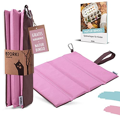 BJORKI® Sitzkissen Kinder - Faltbares Outdoor Sitzkissen mit optimalem Kälte- und Nässeschutz - Robuste Outdoor Sitzunterlage - Die Thermo Sitzmatte für Wandern, Stadion und unterwegs
