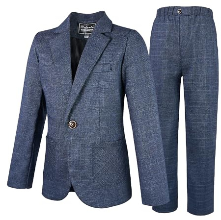 LOLANTA Completo da Ragazzi 2 Pezzi Blazer e Pantaloni per Bambini, Abbigliamento per Il Tempo Libero o Abito da Festa di Nozze, Blu, 7-8 Anni, 130