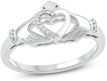 Cali Trove Irish Claddagh Ring for Women with Diamonds (925 Sterling Silver) |1/20cttw Diamond Wedding Heart Ring for her | Special Anniversary, Enagagement Gift for her | Luxury Jewelry for Women 7