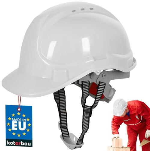 KOTARBAU® Casco protettivo regolabile bianco casco cantiere edile casco lavoro caschetto cantiere kask caschi antinfortunistico protezione