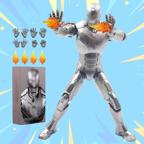 LonullyMege MK2Ironman Collectible Action Figure,7 Inch 10th Anniversary Metal Texture Painting Movable Mark Model Toys