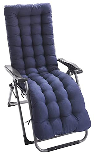 PIPOEI Auflage für Gartenliege Deckchair Auflage 125x48x8 cm,gebürstete Baumwolle Deckchair Auflage,Polster Sonnenliege Strandliege für Innen, Außen, Urlaub(Size:Navy blau)