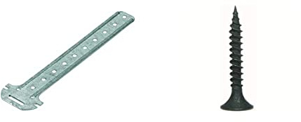 Lot de 100 Suspentes Longue Stil® F 530 171 mm Placo® pour charpente bois & E60260500 Vis TTPC 25, Gris, 25 mm