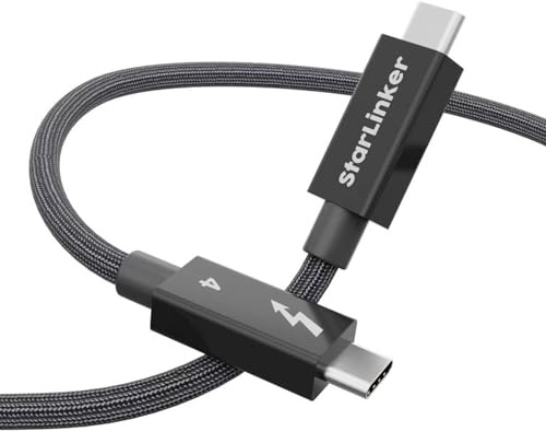StarLinker Thunderbolt 4 Kabel 2m Geflochten, PD-Laden, 40Gbps Datenübertragung & 8K@60Hz 4K@144Hz, USB C für Thunderbolt 3, USB4, MacBook Pro, iPad Pro, Docking, eGPU, Monitor, SSD