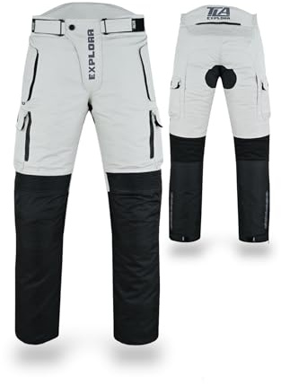 TLA EXPLORA Pantaloni Moto con Protezioni a 2 Strati, 4 Stagioni, Imbottitura Staccabile, Impermeabili, Taglie sino 7XL Unisex per Uomo e Donna. Pantalone Moto Turismo, Enduro, Quad, Motoslitta