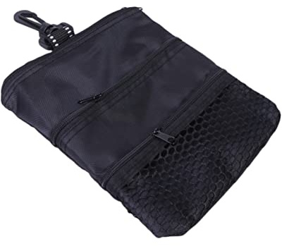 Gogogmee Golf Teetasche Tragbar Aus Leichtem Material Mit Reißverschluss Und Karabiner Schwarz Golfzubehör Aufbewahrungstasche Für Tees Und Bälle