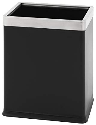 PROREGAL Doppelwandiger eckiger Edelstahl Papierkorb | 10 Liter, HxBxT 27,5x16,6x22,5cm | Schwarz