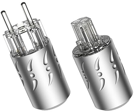 Viborg 1x High End HiFi Schukostecker Netzstecker auf Kaltgerätestecker C15 (VE512R+VF512R（Reines Kupfer Rhodiniert）)