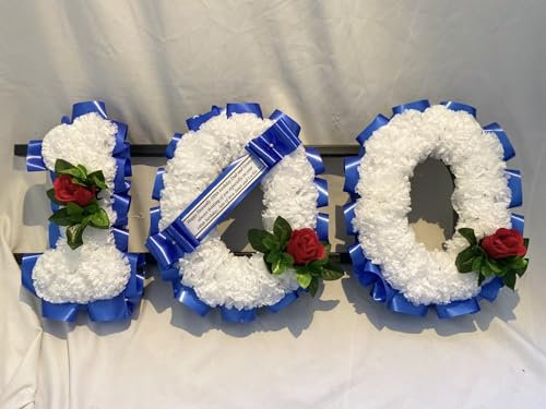 Number Tribute Artificial Silk Funeral Flower Tribute Any 3 Number Letter Wreath Memorial 100