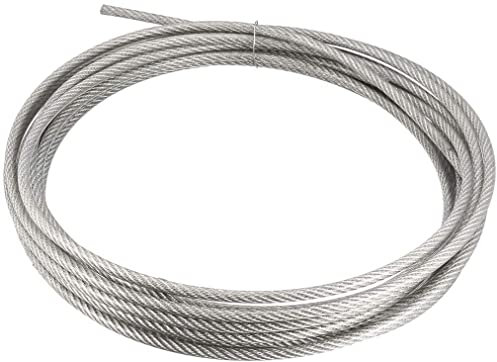XYWHPGV Cable de acero inoxidable, 5 mm, 0,2 pulgadas de diámetro, 23 pies, 7 m, longitud, calibre 6, revestimiento de PVC de 304, para polipasto, pulidora, rueda de polea(4b3ef 7afed 5e3da 74a
