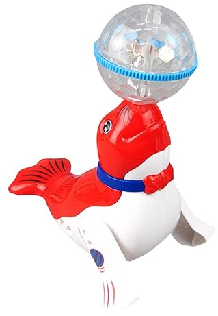 SAFIGLE Elektrisches Leuchtspielzeug für Kinder in Seelöwen Ballform aus Kunststoff mit Musikfunktion und Leichter Bauweise als Entwicklungsförderndes Spielzeug Zufällige Farbe