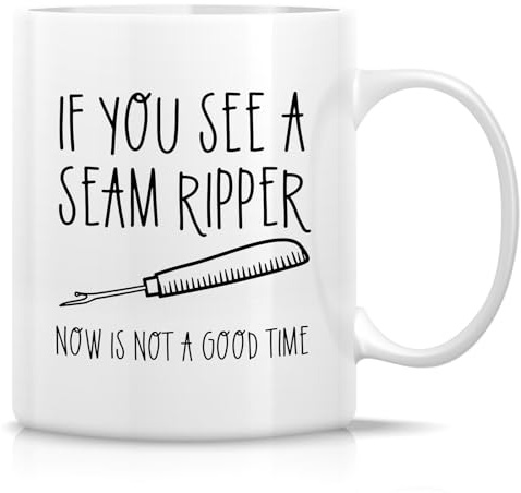 Retreez Funny Seamstress Mug - 11 Oz Ceramic Coffee or Tea Cup - Humorous Gift for Sewer, Sewing Lover, Tailor - You See Seam Ripper - Birthday For Her, Mom