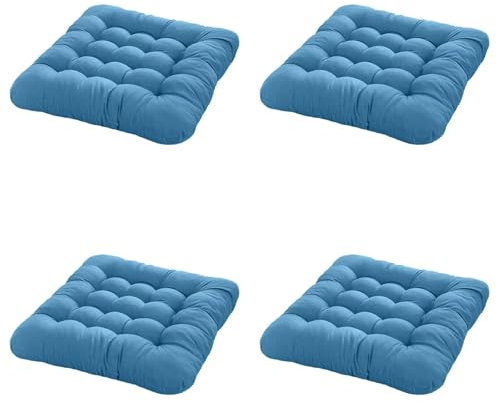 4 Pc Quadrat Stuhlkissen 40x40 cm Sitzkissen Gefüllt, Memory Foam Kissen, Outdoor Gartenstuhlkissen, Garten Sitzpolster Set für Rattanstühle, Outdoor Stuhlauflage Trapezförmig, Navy blau