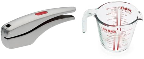 Zyliss Garlic Press Susi 3, Aluminium, Silver, No Need to Peel Garlic Crusher & Pyrex Measuring Jug 500ml | Capacity 568ml / 20 Ounce | P586, Multicolor