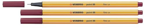 STABILO 3 Stück Filzstifte Point 88, feine Spitze, 0,4 mm, Purpur