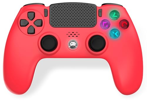 Freaks and Geeks - Manette Sans Fil Rouge pour PS4 Avec Prise Jack rouge