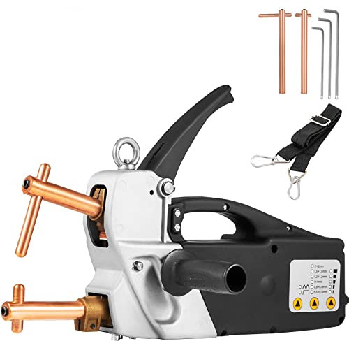 Saldatrice a Punti elettrica 220V Saldatrice a Punti a Doppio Lato Punta di Saldatura Portatile Pistola 2.0 +2.0mm Strumento di Riparazione lamiera per Saldatura a Punti di Acciaio Dolce, Acciaio in