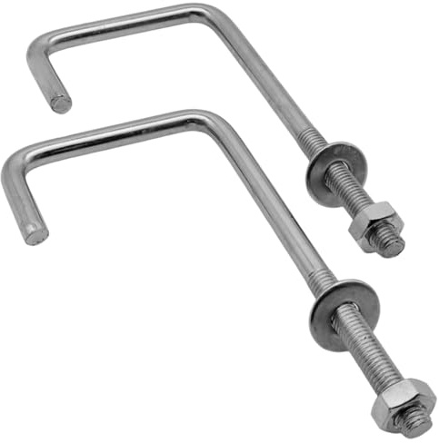 EMPULA M10 L Haken, Rohrhaken, Gewindehaken Stahl verzinkt 2 Stück mit Mutter & Scheibe (A: 160 x B: 122 x C: 60)