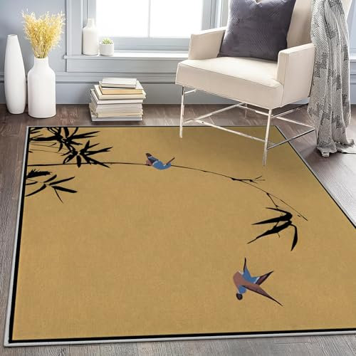 Teppich Wohnzimmer 160x230 Waschbar in Waschmaschine Bambus Teppich Schlafzimmer Kurzflor, Teppiche Gegend Groß Küchenteppich Dünn rutschfest Saugfähig für Esszimmer