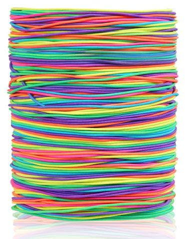 AUAUY Cordon Élastique Arc-en-Ciel, Ficelle Extensible pour Bracelets | Ficelle Élastique pour La Fabrication de Bijoux Diy, Bracelets, Colliers, Artisanat, Décorations (1mm x 100m)