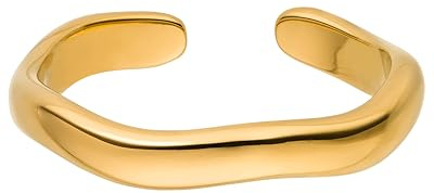 Purelei Nakuna Ring (Gold,Silber,Rose) Damen Ring Silber 18K vergoldet, Wasserfester Ring mit geschwungenem Design, größenverstellbar, Geschenk für Damen
