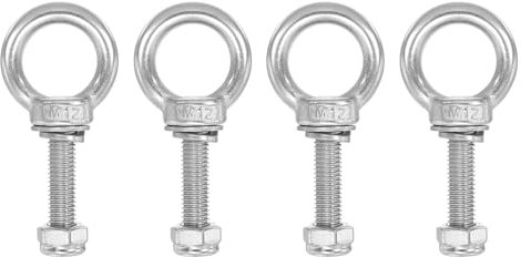 PATIKIL Lifting Shoulder Eye Bolts, M12x50 304 Stainless Steel Male Thread with Hex Screw Nut Gasket Flat Washer for Hanging Securing Chain Wire Rope, 2 Sets
