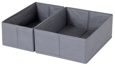 ORLISA 2er Set Schubladen Organizer kompatibel mit PAX Kleiderschrank 50x35 cm, Faltbar Stabil, Robuste Aufbewahrungsboxen für Kleidung, Grau