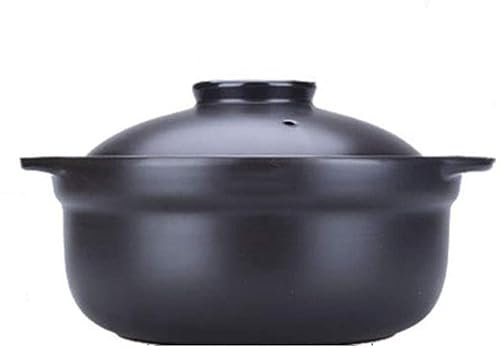 ABNNHK Cazuela de Barro Olla de Barro para estofado de Terracota Cazuela de cerámica Olla de Barro para cocinar - Durable Multiuso Buen Aislamiento-Bl (Negro 2.8L)