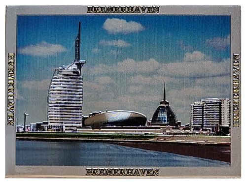 Magnet Bremerhaven - Silber geprägt und glitzernd - Kühlschrankmagnet Souvenir Fotomagnet
